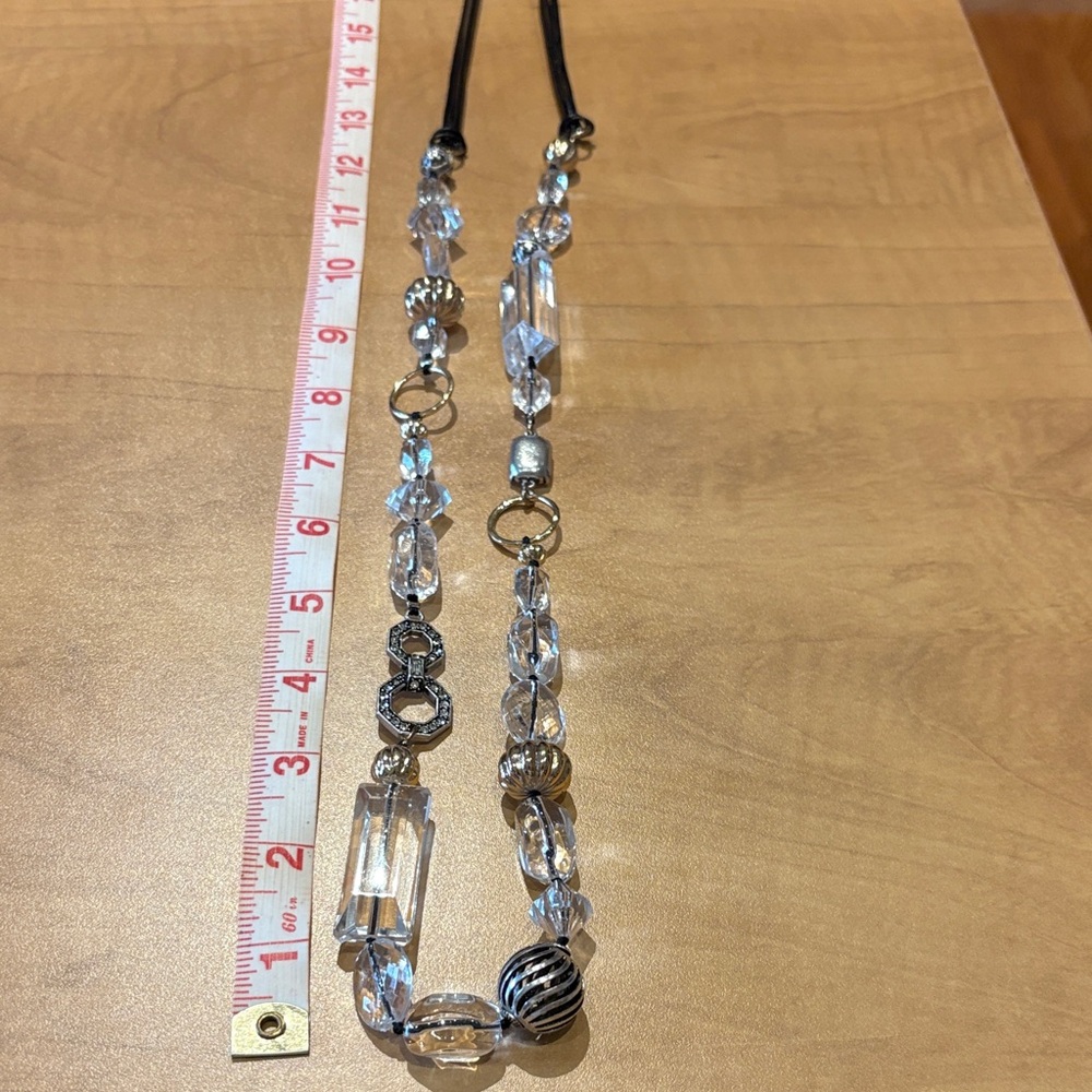Chico's Silver and Clear Beaded Necklace